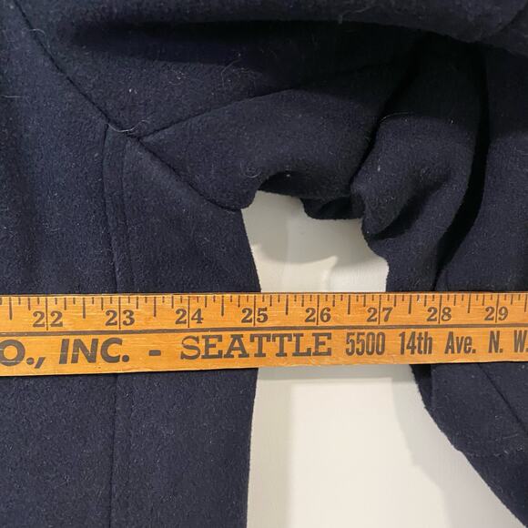 Levi’s Men’s Wool Blend Hooded Military Pea Coat Jacket Full Zip Large Navy - Picture 9 of 10